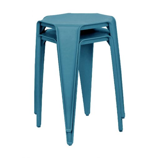 八角形膠疊椅疊凳-藍色
