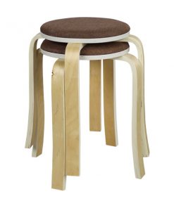 布藝木製圓形疊椅疊凳-啡色