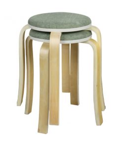 布藝木製圓形疊椅疊凳-綠色