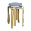 布藝木製圓形疊椅疊凳-藍色