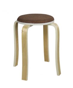 布藝木製圓形疊椅疊凳-啡色