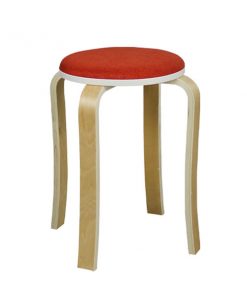 布藝木製圓形疊椅疊凳-紅色