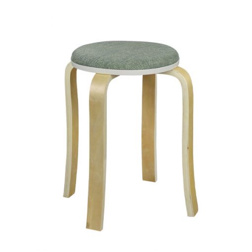 布藝木製圓形疊椅疊凳-綠色