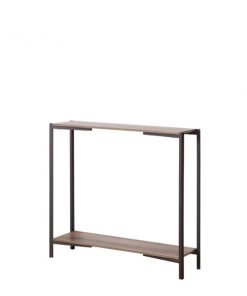 黑色深木紋兩層木製鐵藝玄關桌-KNE-STLG12a